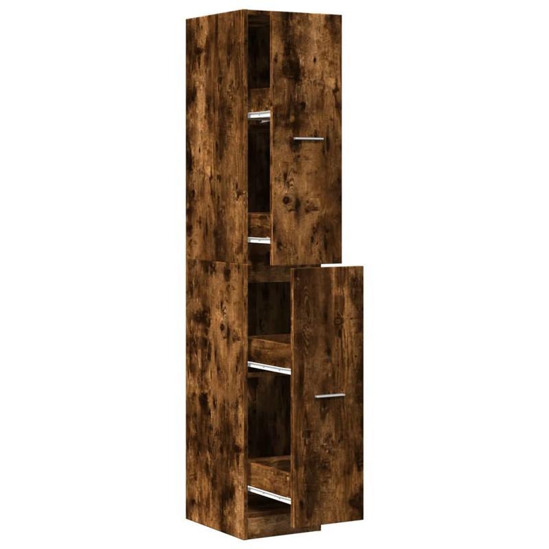Apothekerskast – Medicijnkast – Badkamerkast – Opbergkast – Keukenkast – Gerookt Eikenhout – Compact 30x41x174,5 cm
