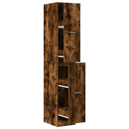 Apothekerskast – Medicijnkast – Badkamerkast – Opbergkast – Keukenkast – Gerookt Eikenhout – Compact 30x41x174,5 cm