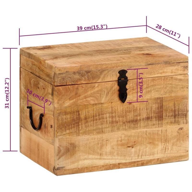 Opbergdoos Hout – Opbergbox – Opbergkist – Organizer – Opbergbak – Massief Mangohout Brun – Compact Formaat 39x28x31 cm – Duurzame Natuurlijke Waxafwerking