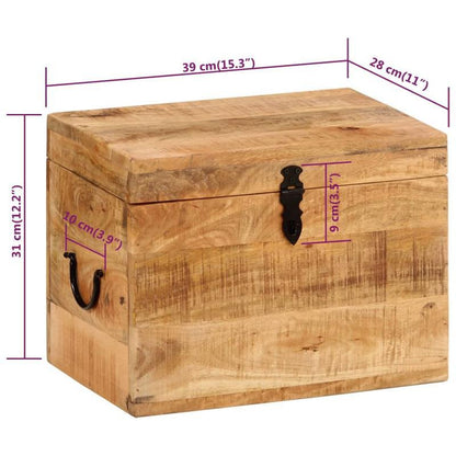 Opbergdoos Hout – Opbergbox – Opbergkist – Organizer – Opbergbak – Massief Mangohout Brun – Compact Formaat 39x28x31 cm – Duurzame Natuurlijke Waxafwerking