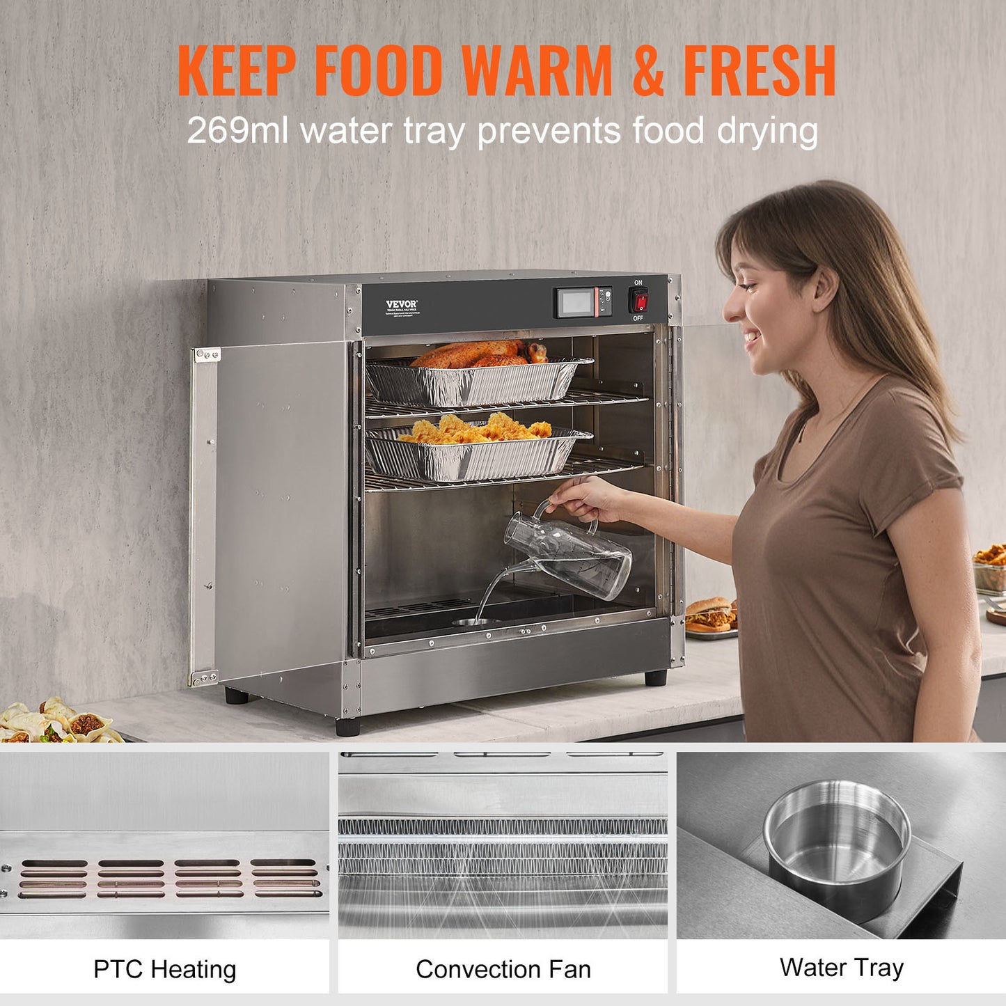 Etenwarmer – Warmhoudkast – Food Warmer – Warmhoudkast 4-Laags – Warmehoudkast – Roestvrij Staal – Instelbare Temperatuur 27-80°C