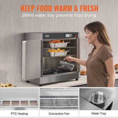 Etenwarmer – Warmhoudkast – Food Warmer – Warmhoudkast 4-Laags – Warmehoudkast – Roestvrij Staal – Instelbare Temperatuur 27-80°C