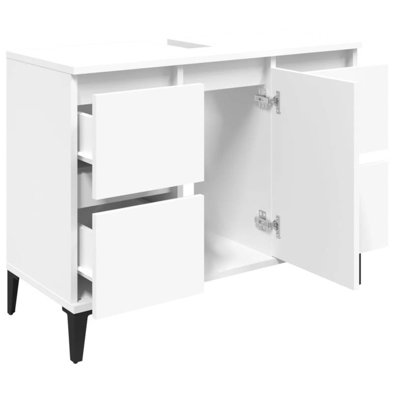 Witte Onderkast Badkamer – Wastafelkastje – Badkamerkast – Opbergkast – Kast Onder Wastafel – Ruimtebesparend Design – 80x33x60 Cm MDF Hout