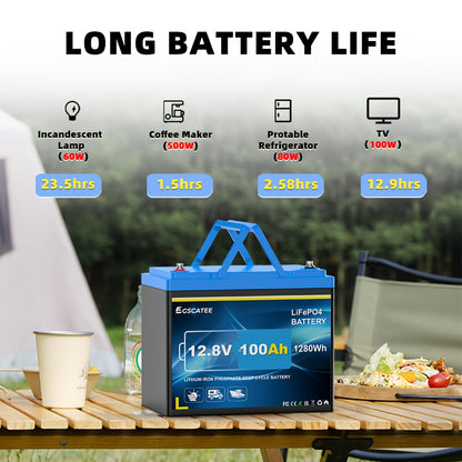 12.8V 100Ah LiFePO4 Accu – Lithium Batterij – Lithium Ion Accu – Camper Accu – Solar Accu – Ingebouwde 100A BMS – Laagtemperatuurbescherming