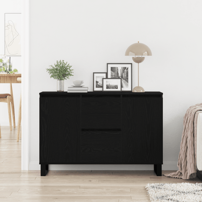 Sideboard Zwart Eiken 104x35x70cm Gelaagd Hout Removable storage practical