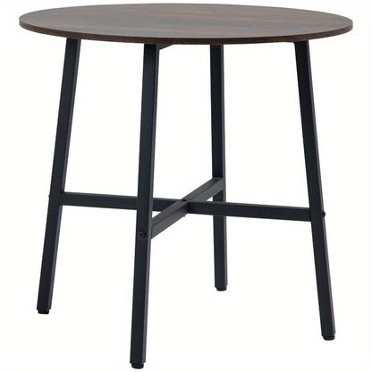 Eettafel Vierkant – Keukentafel – Tafel Voor 4 Personen – Eetkamertafel – Tafel Voor Kleine Ruimtes – Stalen Frame – Bruin Blad – Compact Design – Geen Montage