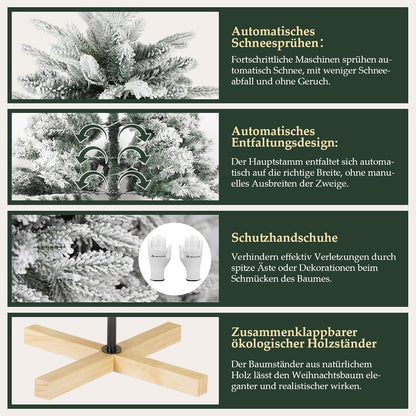 SALCAR Artificial Christmas Tree With, Snow Artificial Fir Tree, Gloves, Wooden Stand