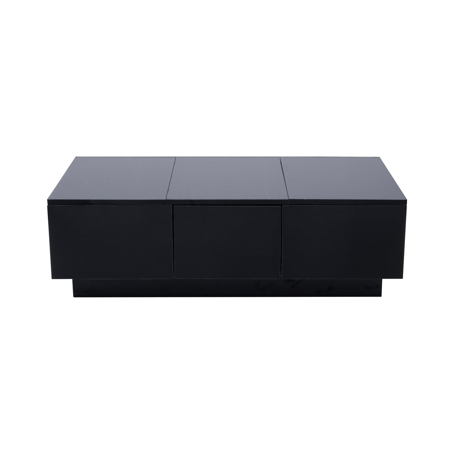 Salontafel – Woonkamermeubel – Sofa Tafel – Koffietafel – Tafel Met Opbergruimte – Zwart Met Hoogglans – Schuifsysteem Met Verborgen Vakken – 100x50x31 cm