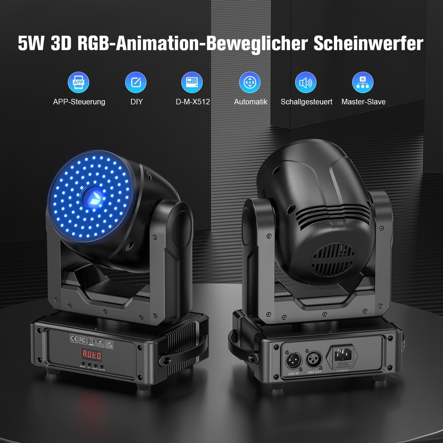 Movinghead Light – DJ Licht – Podiumverlichting – Discolamp – RGB LED – 2W Krachtige LED – 3D RGB Animatie