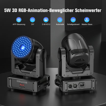 Movinghead Light – DJ Licht – Podiumverlichting – Discolamp – RGB LED – 2W Krachtige LED – 3D RGB Animatie
