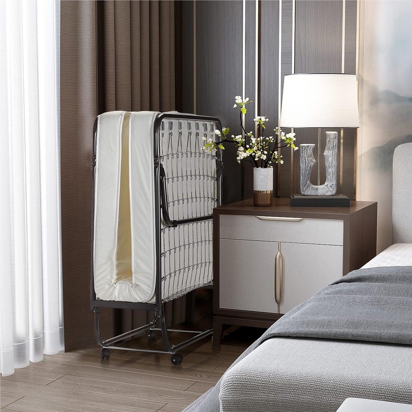Opvouwbed – Logeerbed – Opklapbed – Eenpersoonsbed – Extra Bed – Traagschuim Matras 10 cm – Stalen Frame 120 kg Draagkracht