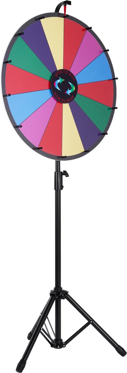 61cm Tafelblad Kleuren Prijzenwiel - Uniek Klikgeluid,Afneembaar & Verstelbaar,Voor Carnaval, Beurs - Jaarvergadering, Feest - Circus, Markt, Kermis, Kantoor, Klaslokaal, Loterij, Inzamelingsactie, Vakantieactiviteit, Buitenevenement