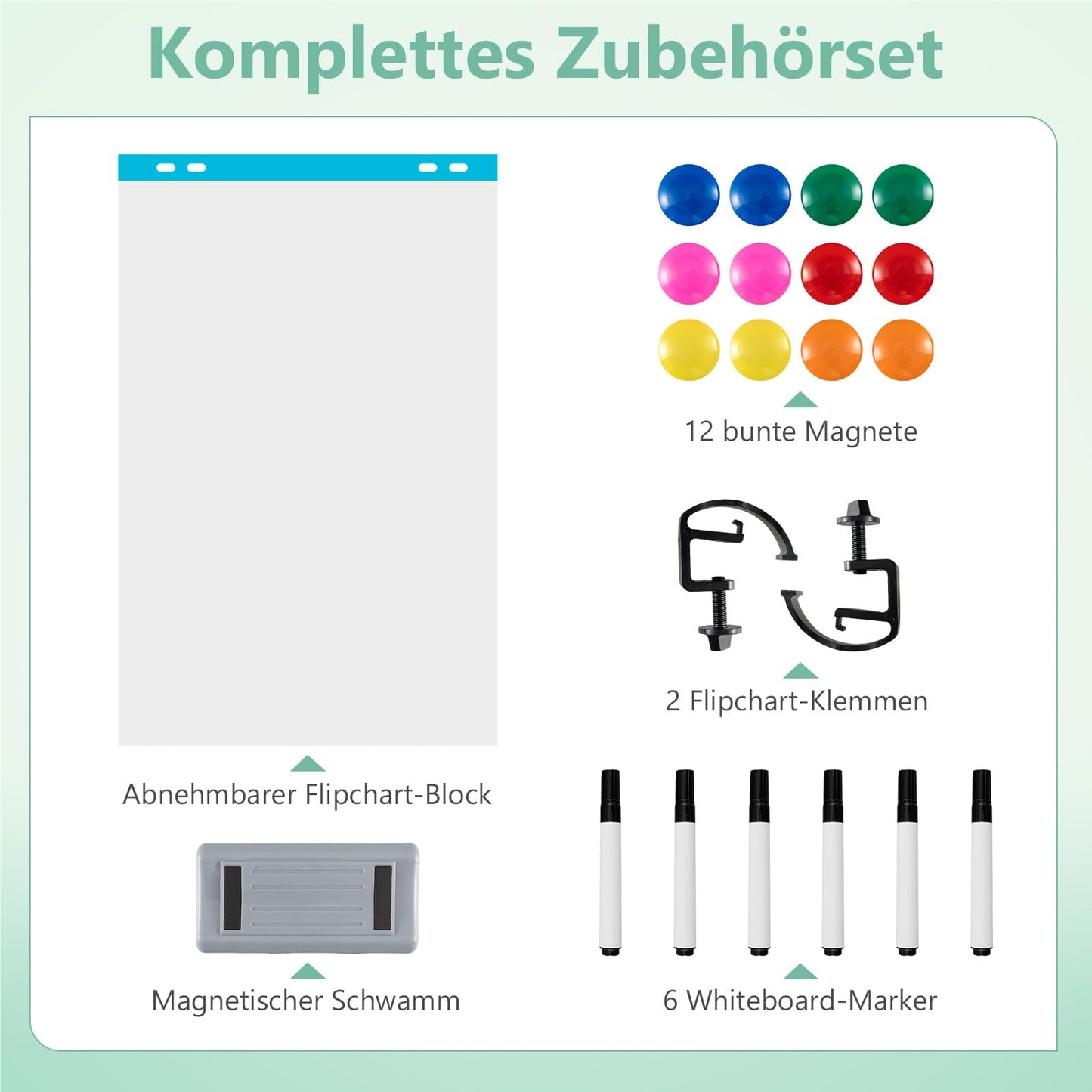 Dubbelzijdig Mobiel Whiteboard – Magnetisch Bord – Schrijfbord – Flipover – Rolwagen – Hoogte Verstelbaar – Inclusief Accessoires – 120 x 90 cm