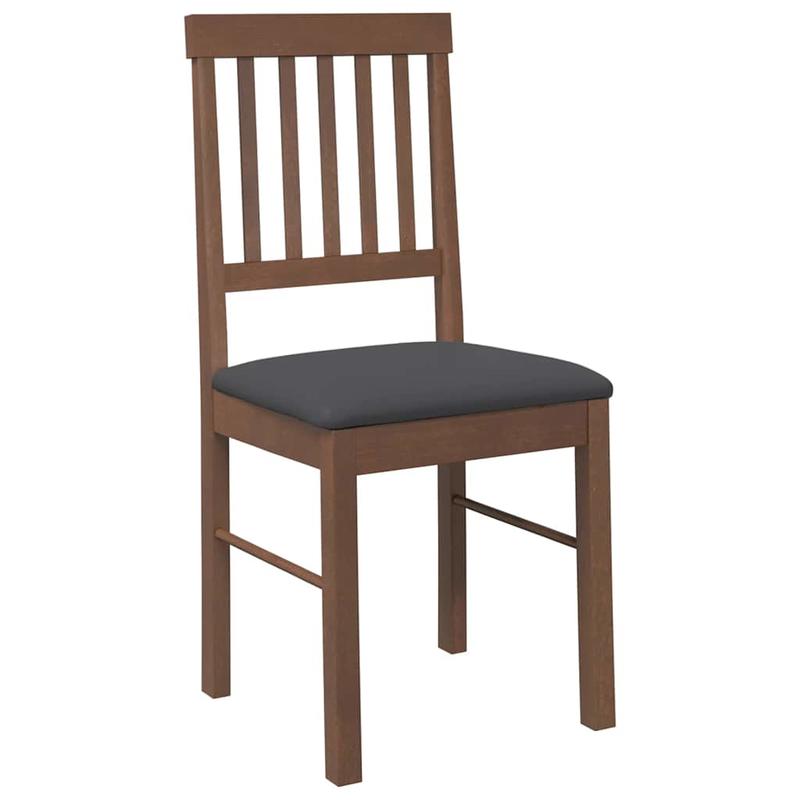 2pcs Modern Brown Solid Wood Dining Chairs with Cushioned Seats & Backrests - Legs, Sturdy Frame, Easy-Clean Surfaces, Comfortable Padded Chairs, Dining Room, Contemporary Furniture (No Fabric)