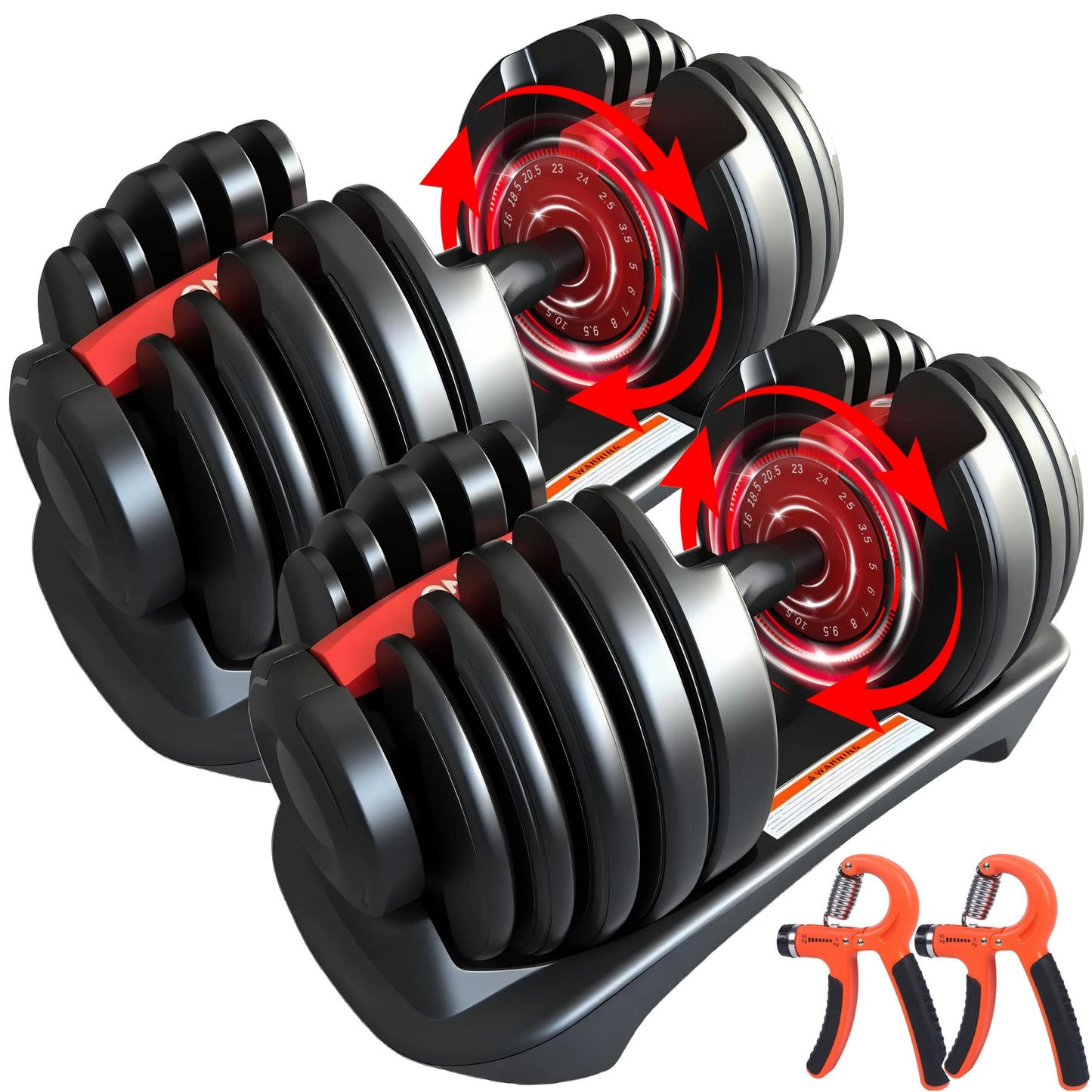 HAKENO 24Kg Adjustable Dumbbell, a Versatile 15-In-1 Weight System with Quick-Change Automatic Adjustments And Weight Plates for Home Fitness.