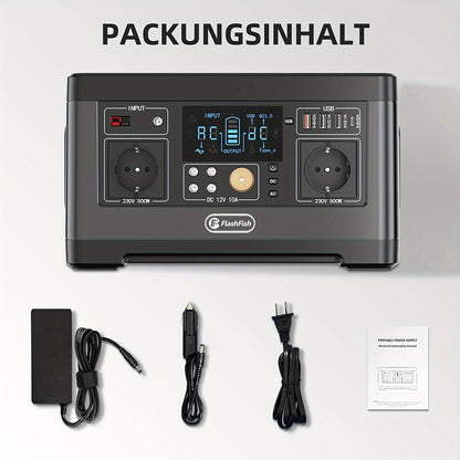 Powerstation – Draagbare Generator – Mobiele Stroomvoorziening – Power Bank – Noodstroom – 520Wh Lithium Batterij – 5 AC Stopcontacten & 4 USB Poorten