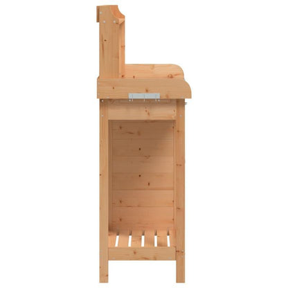 Tuinwerkbank – Buitenwerkbank – Werktafel – Tuinmeubel – Tuinkast – Stevig Vurenhout – Ruim Werkblad 110,5x45 cm – Bruin