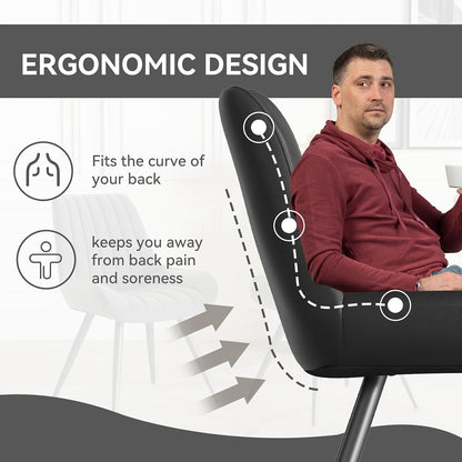 Stoelenset Eetkamerstoel – Bureaustoel – Eetkamerstoel Zonder Armleuning – Werkstoel – Designstoel – Ergonomisch Ontwerp – Zachte Schuimvulling – Zwart Metalen Frame
