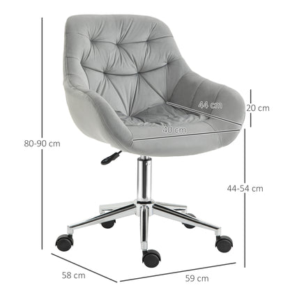 Bureaustoel – Kantoorstoel – Draaistoel – Gamestoel – Computerstoel – Verstelbare Zithoogte – Comfortabele Polyester Zitting – Grijs 59x58x80-90 cm