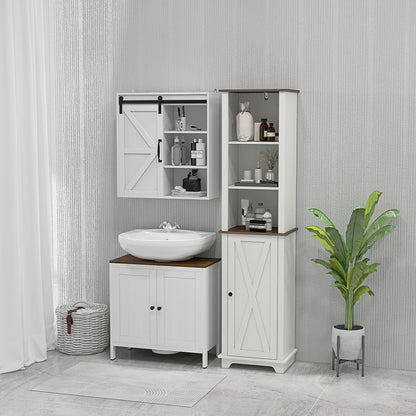 Badkamerkast Onder Wastafel – Onderkast Badmeubel Opbergkast Douchekast – Wit Houtlook – Compact 60x30x60 cm – Verstelbare Plank Stevig MDF