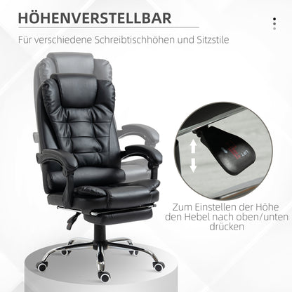 Bureaustoel – Office Chair – Bureau Stoel – Computerstoel – Bureaustoelen voor Volwassenen – Verstelbare Rugleuning – Inklapbare Voetsteun – Hoogte Verstelbaar – Zwart
