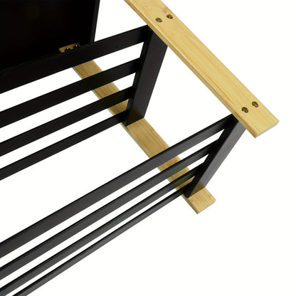 Schoenbank – Schoenenrek – Schoenopberger – Entréebank – Voordeurbank – Bamboe En Kunststof Board – Compact 70x27x42 cm