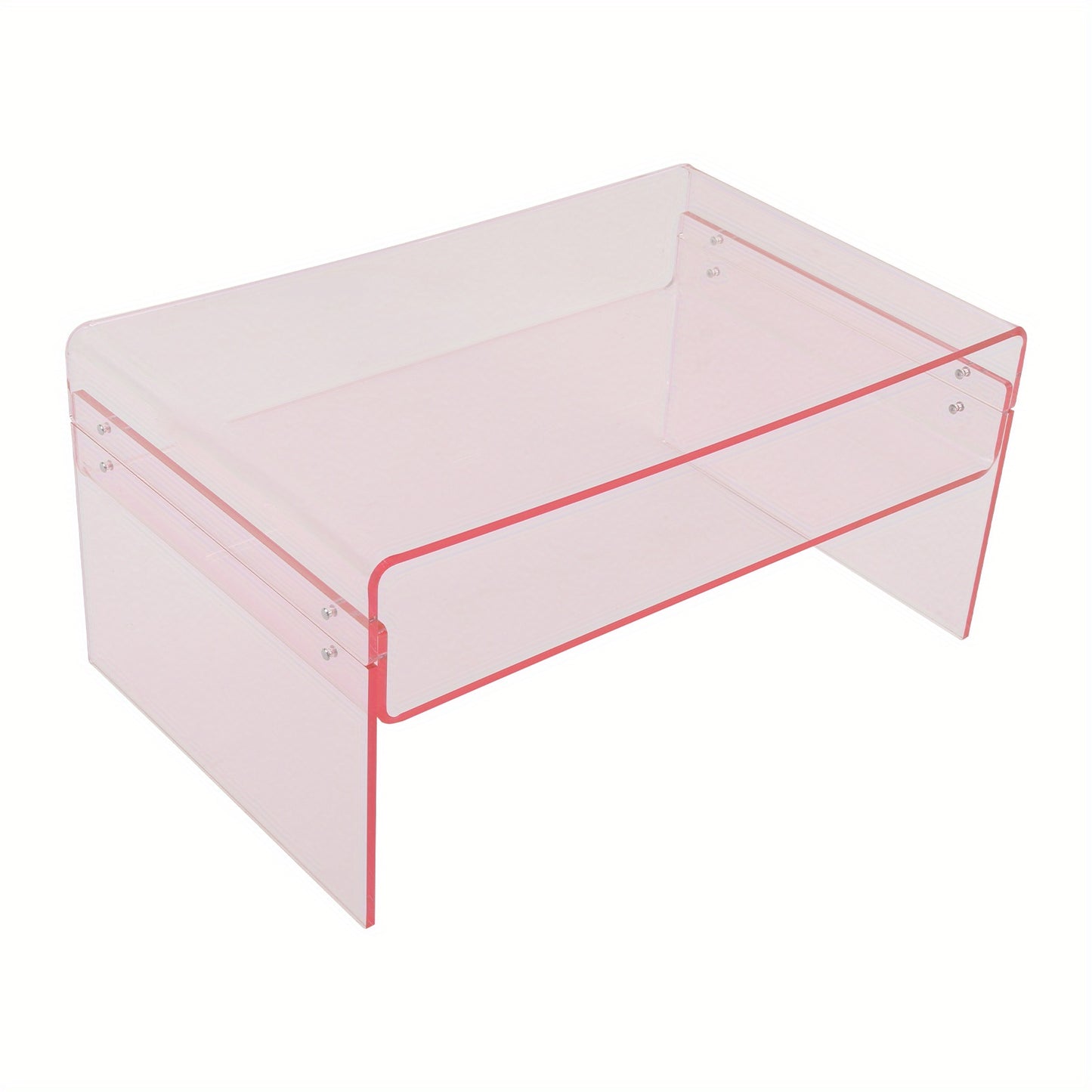 Salontafel – Bijzettafel – Koffietafel – Side Table – Woonkamertafel – Acryl – Dubbelbladig Ontwerp – 80x50x38 cm – Roze Modern Design