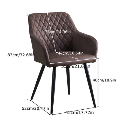 Kuipstoel – Eetkamerstoel – Armstoel – Stoel – Kunstleren Stoel – Set van 2 – Donkergrijs – Memory Foam – Aluminium Frame