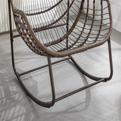 Rattan Lounge Schommelstoel – Loungestoel – Schommelstoel – Tuinstoel – Veranda Stoel – Marineblauw – Handgeweven Synthetisch Rattan – Stevig Gepoedercoat Stalen Frame