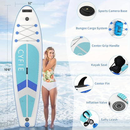 Paddleboard – SUP Board – Stand-Up Paddleboard – Opblaasbaar Board – Surfplank – Compleet Set – 320x81x15 cm – Slijtvast Rubber & EVA Deck – Max 160 kg Draagvermogen