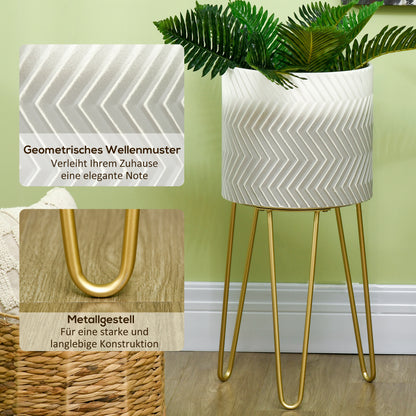 Bloemenstandaard – Plantenstandaard – Bloemenrek – Plantenrek – Bloementrap – Set van 2 – Metalen Frame – Decoratief Design – Hoogte 67 cm – Diameter 25 & 30 cm