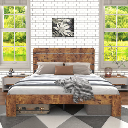 Modern Bedframe – Tweepersoonsbed – Slaapkamermeubel – Bedframe Metaal – Bed 160x200 cm – Stijlvol Hoog Hoofdbord – Stevig Metalen Frame