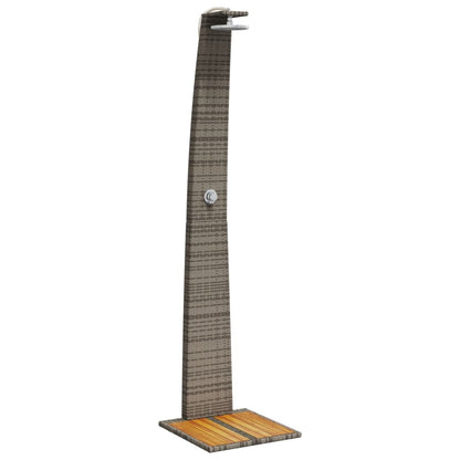 Buitendouche – Tuindouche – Vrijstaande Douche – Zwembad Douche – Outdoor Shower – Weerbestendig PE Rattan – Stevige Acaciahouten Basis Grijs