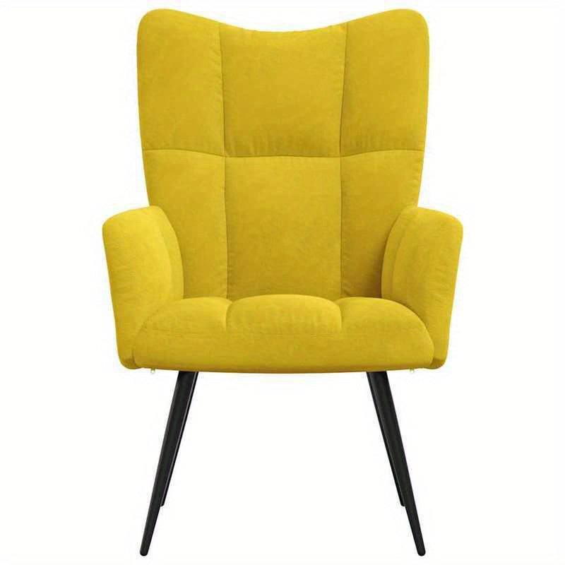 Lounge Chair – Fauteuil – Zitzak – Relaxstoel – Loungestoel – Mosterdgeel Velvet – Kunsthout Frame – Metalen Poten – Zacht Kussen – Eenvoudig Te Monteren