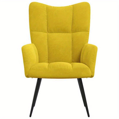 Lounge Chair – Fauteuil – Zitzak – Relaxstoel – Loungestoel – Mosterdgeel Velvet – Kunsthout Frame – Metalen Poten – Zacht Kussen – Eenvoudig Te Monteren