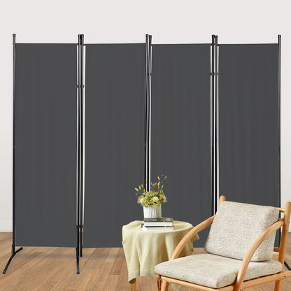 Kamerscherm – Roomdivider – Scheidingswand – Paravent – Privacy Scherm – Donkergrijs – Vouwbaar – Met Metalen Frame 180x180 cm