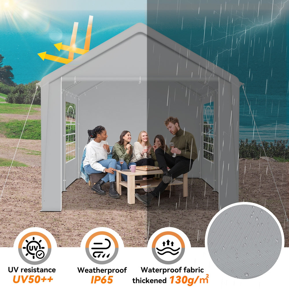 Partytent – Tuinpaviljoen – Feesttent – Tuintent – Overkapping – Waterdicht – Stevig Stalen Frame – 4x8 Meter – Duurzaam PE-materiaal