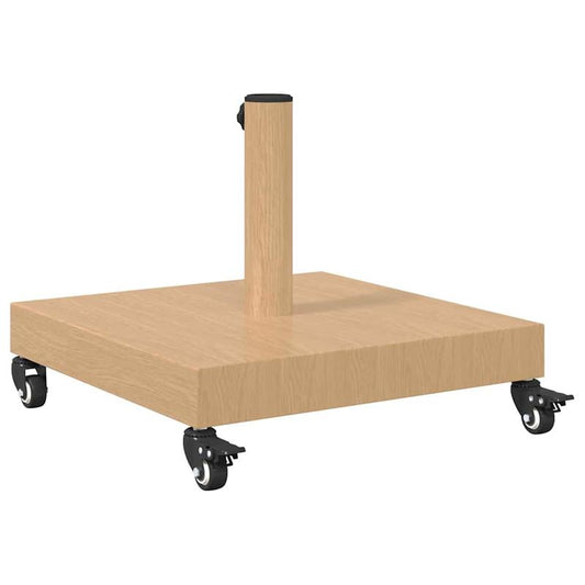 Parasolvastzetter – Parasolvoet – Parasolhouder – Parasolstandaard – Parasolpen – Licht Houtdesign – 45x45x31,5 cm – Weerbestendig & Met Remmen - Bruin