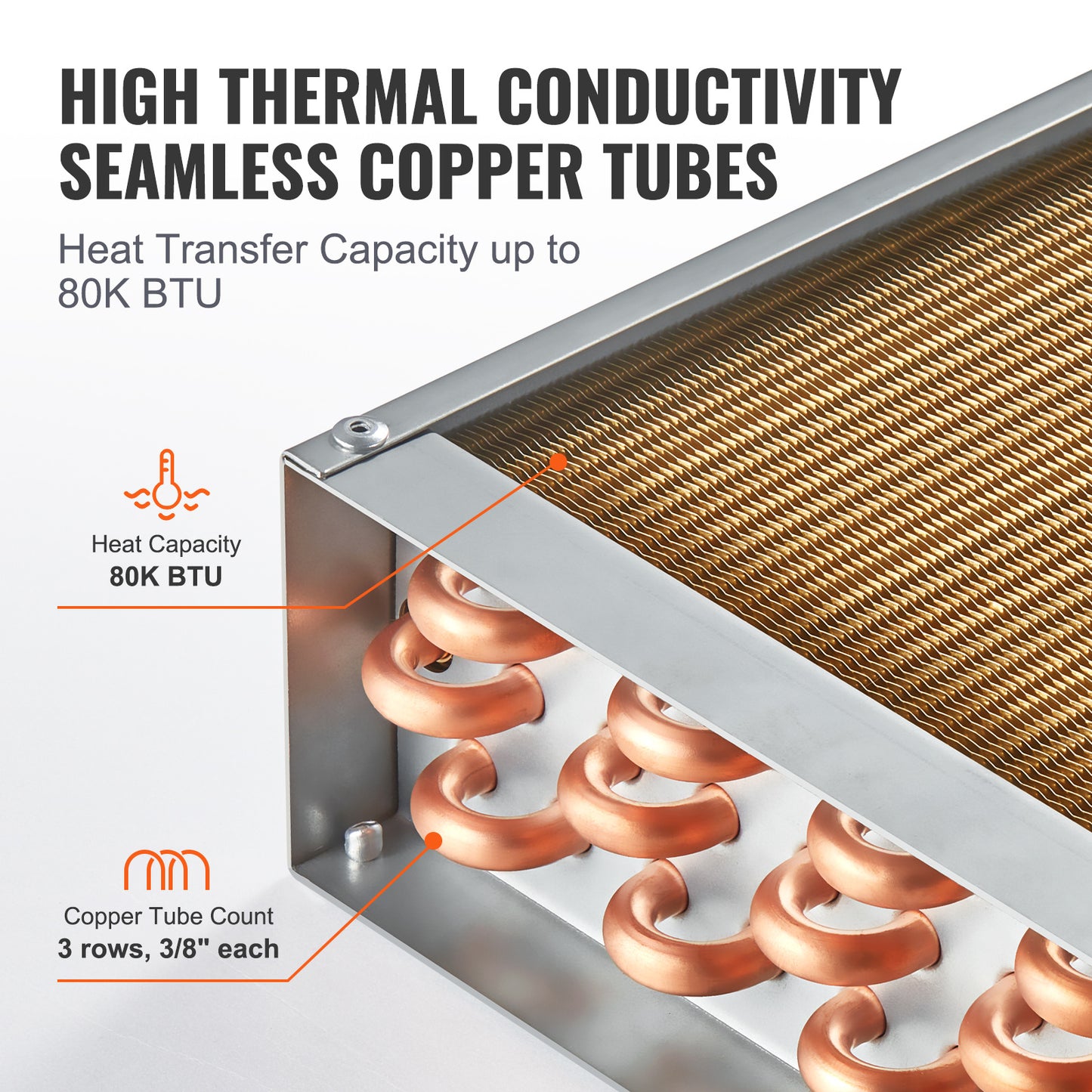 Warmtewisselaar – Warmteoverdrager – Warmtewisselaar Voor Zwembad – Koelwisselaar – Thermische Wisselaar – 16” x 16” Grootte – 3 Rijen 3/8” Koperen Buizen