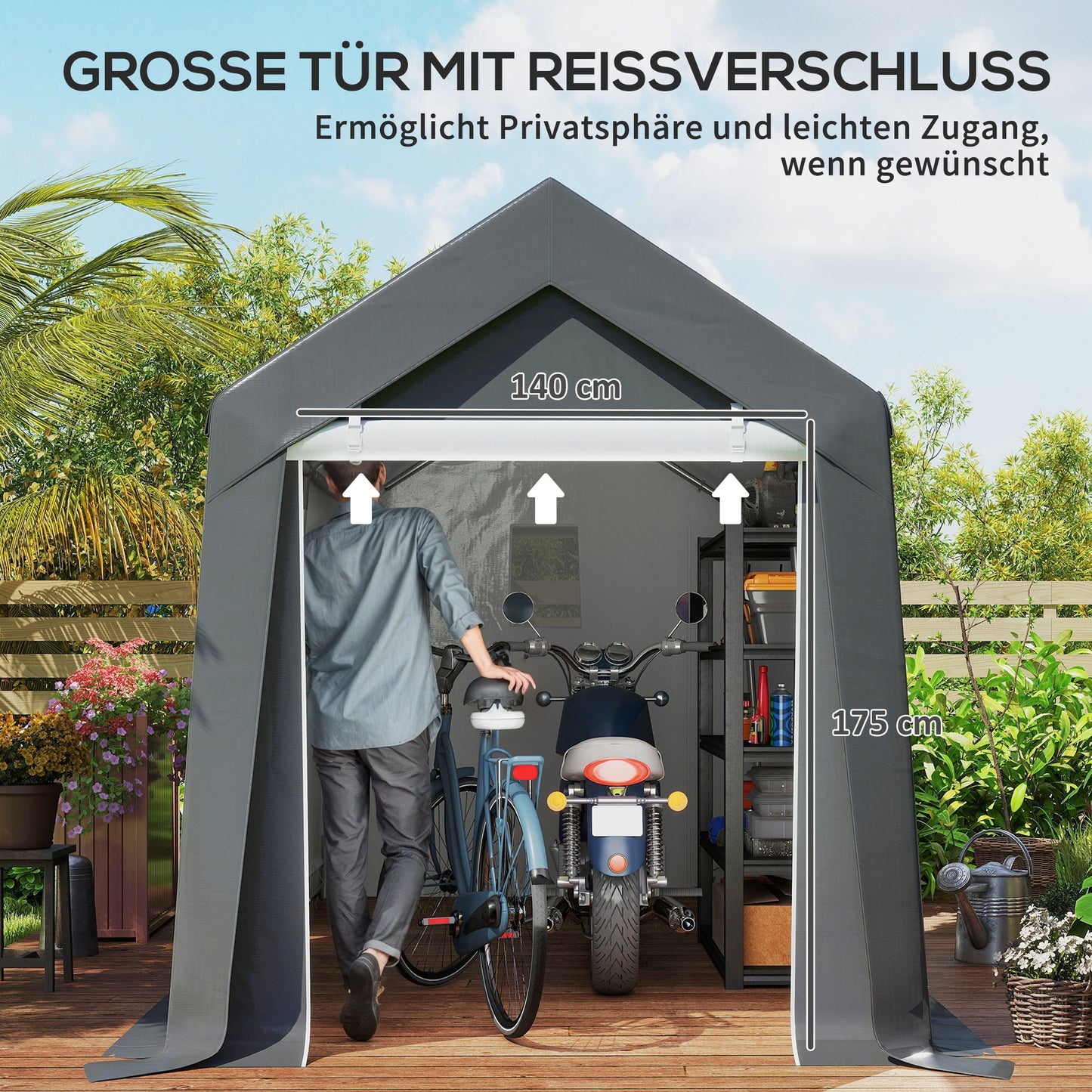 Weerbestendige Tuinkas – Kweektent – Plantenkas – Groeitent – Serre – Donkergrijs – Stevig Staalframe – UV- En Waterbestendige Hoes – Ventilatieraam – 210x360x235 cm