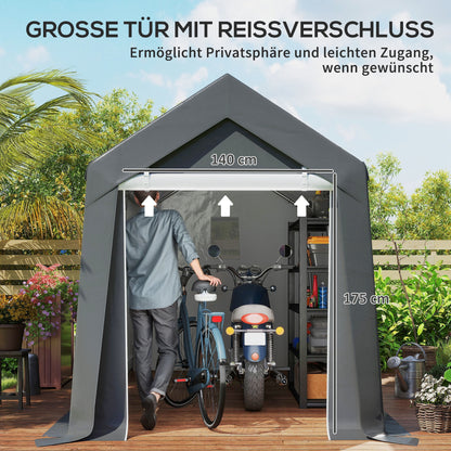 Weerbestendige Tuinkas – Kweektent – Plantenkas – Groeitent – Serre – Donkergrijs – Stevig Staalframe – UV- En Waterbestendige Hoes – Ventilatieraam – 210x360x235 cm