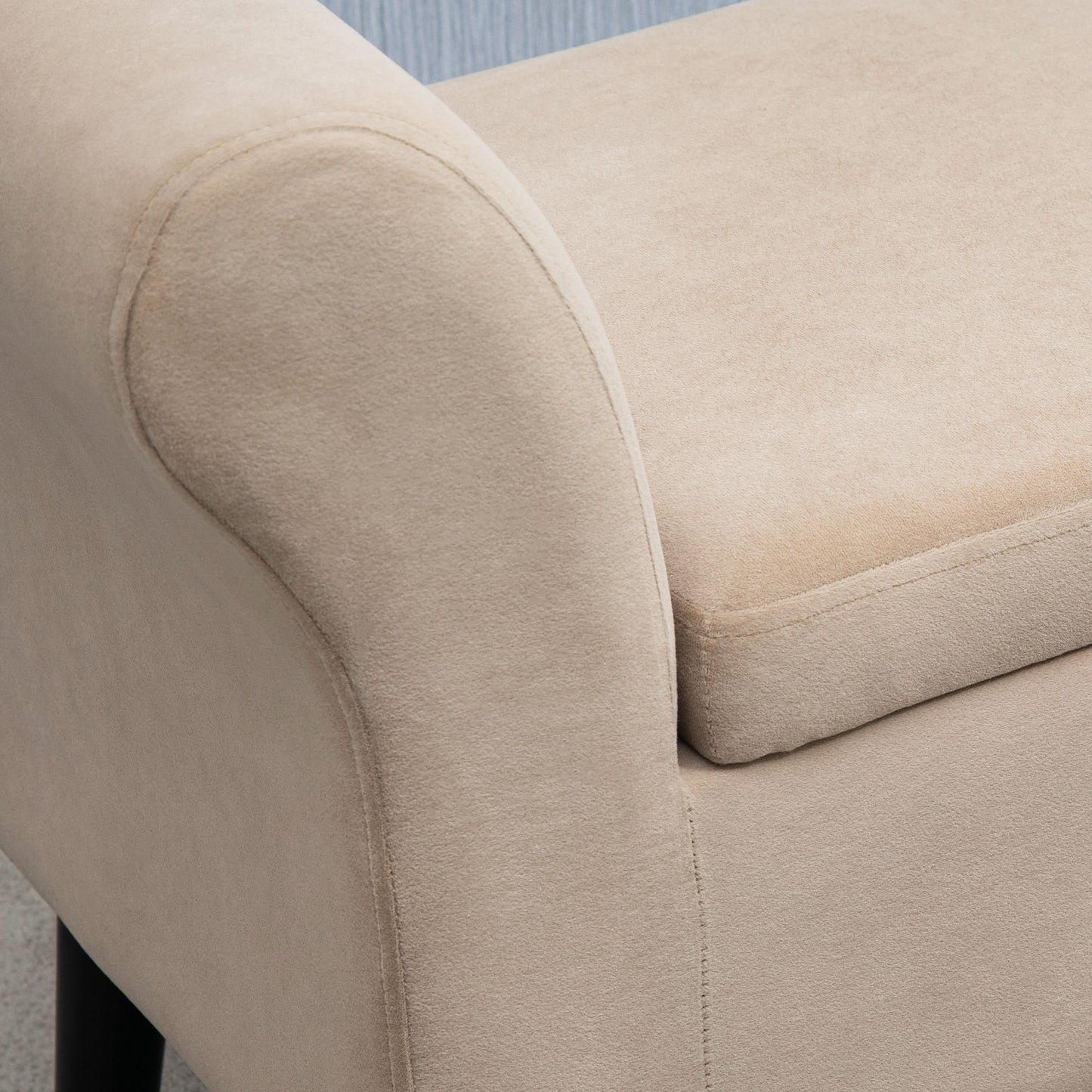 Gestoffeerde Bank – Opbergbank – Zitbank – Bankenbank – Opbergbank – Beige – Fluweelachtig Polyester – Ingebouwde Opbergruimte