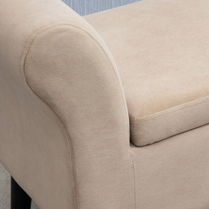 Gestoffeerde Bank – Opbergbank – Zitbank – Bankenbank – Opbergbank – Beige – Fluweelachtig Polyester – Ingebouwde Opbergruimte