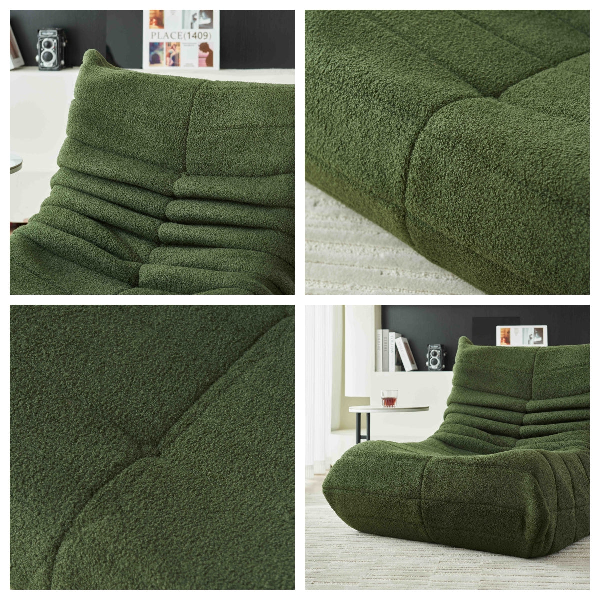 Relax Fauteuil – Lounge Stoel – Zitzak – Lazy Sofa – Armstoel – Afneembare Kussens – Extra Dikke Memory Foam Vulling – Groen Met Voetensteun