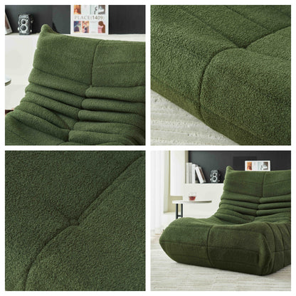 Relaxation Armchair Sofas with Removable Backrest And Seat Cushions, Lazy Sofa Indoor Seat Cushions with Comfortable, Extra Thick Padding for Bedroom, Living Room, White, Green.