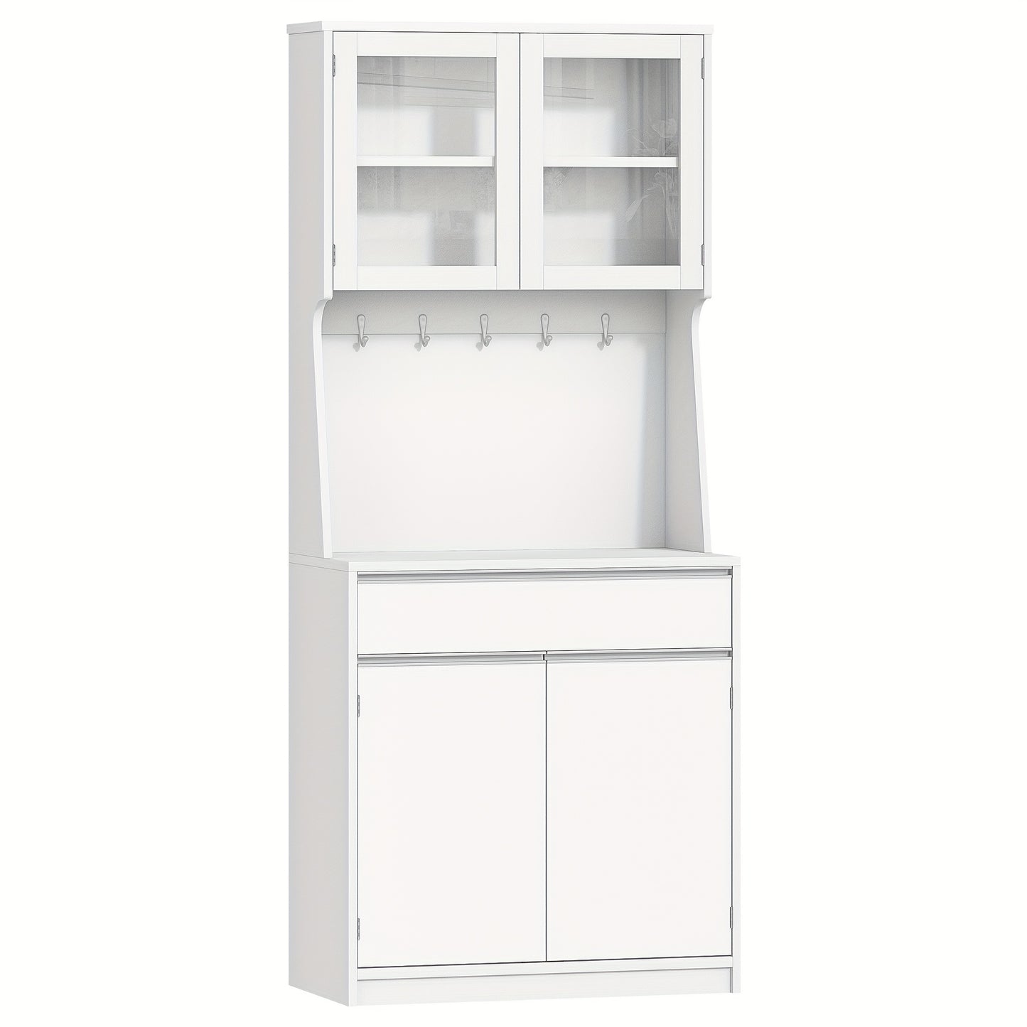 Keukenkast – Hoge Kast – Opbergkast – Keukenopberger – Buffetkast – Verstelbare Planken – 40x75x180 cm Wit – Modern Design