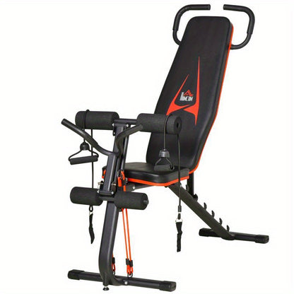 Fitnessbank – Halterbank – Trainingsbank – Bench Press – Dumbbell Bank – Verstelbaar in 6 standen – Elastisch Weerstandssysteem tot 150kg – Robuust Stalen Frame met Veiligheidsvergrendeling