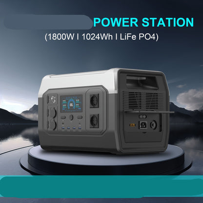 Powerstation – Draagbare Generator – Noodstroom – Camping Accu – Zonne-energiegenerator – 1800W Capaciteit – 200W Zonnepaneel