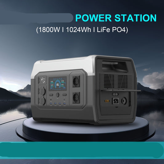 XP1000 Generator – Draagbare Generator – Powerbank – Noodstroom – Zonne-energie Generator – 1800W Lithium Batterij – Inclusief 100W Zonnepaneel