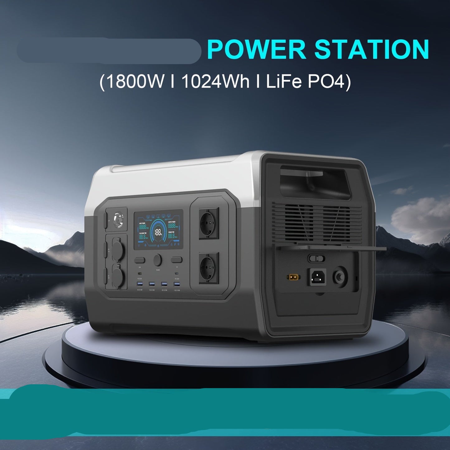 Portable Powerstation – Draagbare Generator – Powerstation – Powerbank – Noodstroom – 1800W Output – 1024Wh Lithiumbatterij